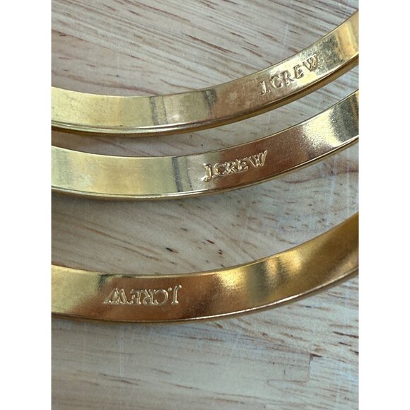Set Of 3 J.Crew Goldtone Bangles - Enamel Patterned & Solid Colors - 7" Diameter - Picture 7 of 8